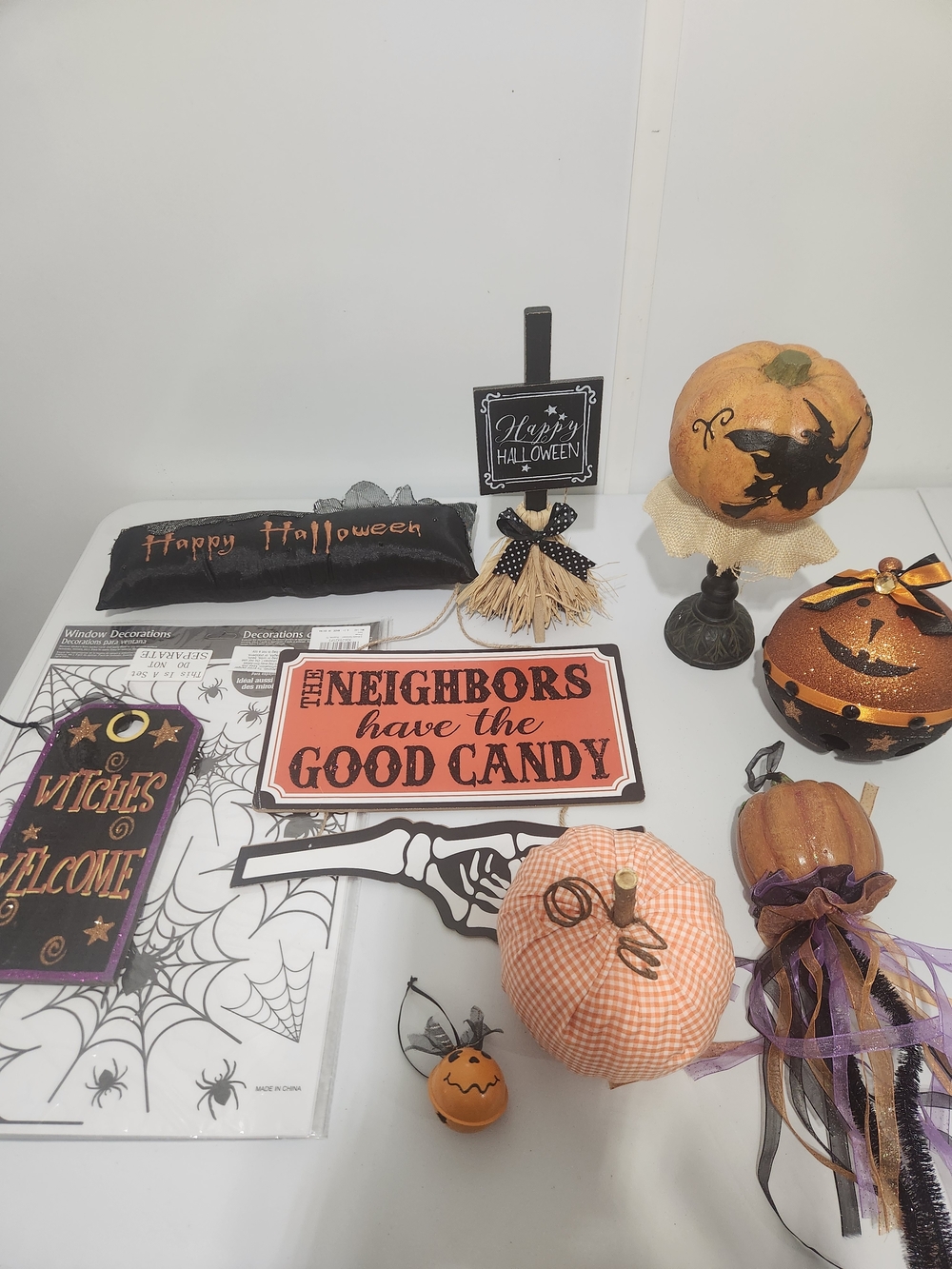 Halloween Decor Bundle - Orange and Black Seasonal Accents, Total 10 Items